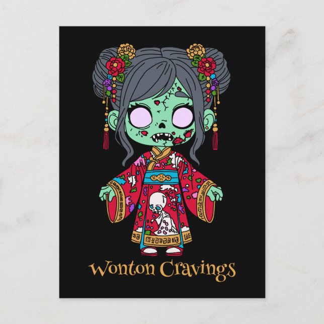 Cartão Postal Zombie Chinês Bonito (Frente)
