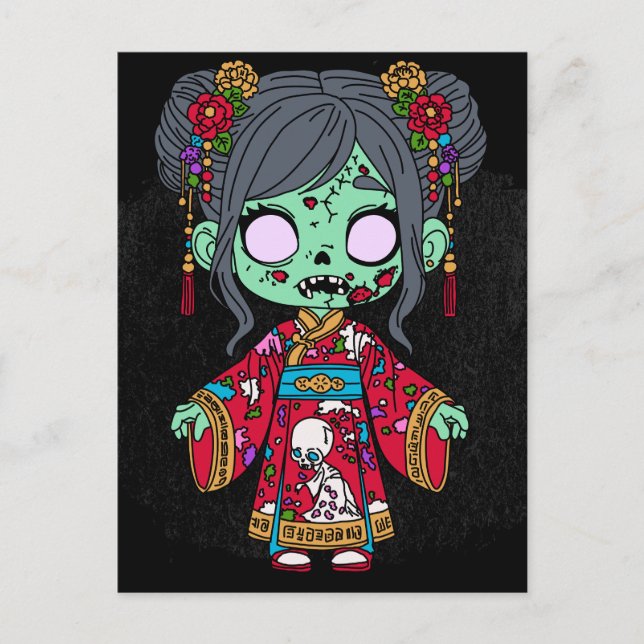 Cartão Postal Zombie Chinês Bonito (Frente)