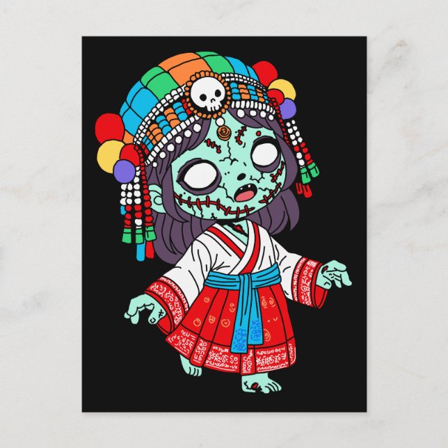 Cartão Postal Zombie Coreano Cute (Frente)