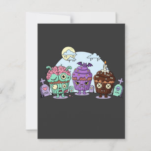 Cartão Postal Zombie Cupcake Halloween