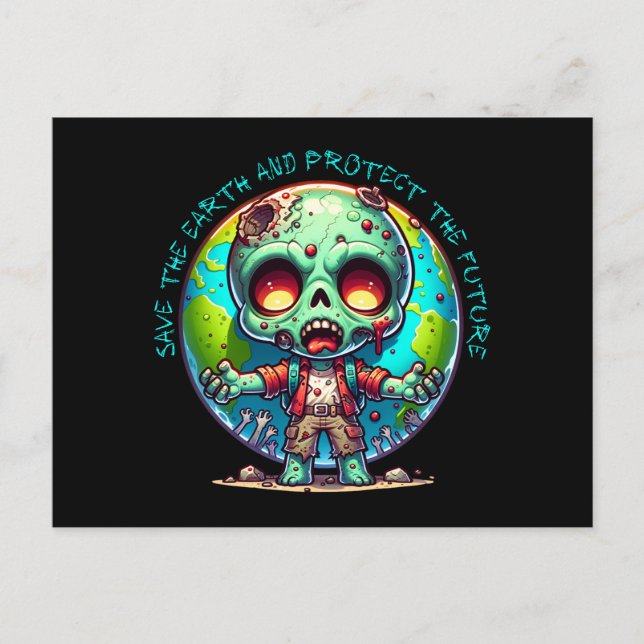Cartão Postal Zombie do Dia da Terra (Frente)