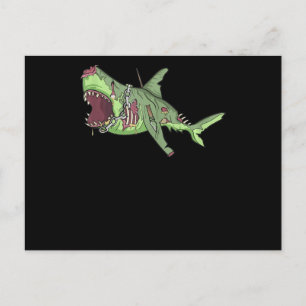 Cartão Postal Zombie do Tubarão legal Engraçado Preguiçoso do