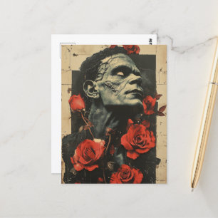 Cartão Postal Zombie e Rosas