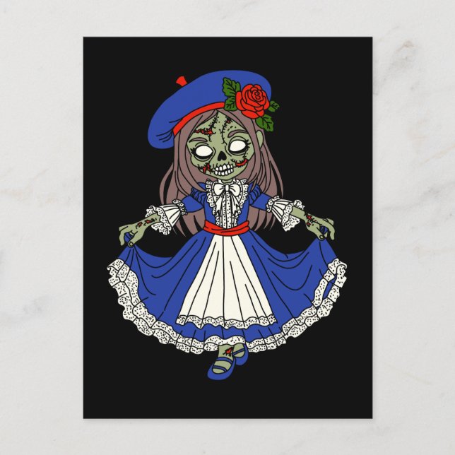 Cartão Postal Zombie francês bonito (Frente)