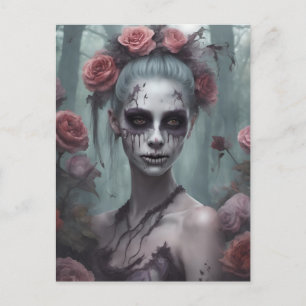 Cartão Postal Zombie Girl no cartão-postal das Rosas