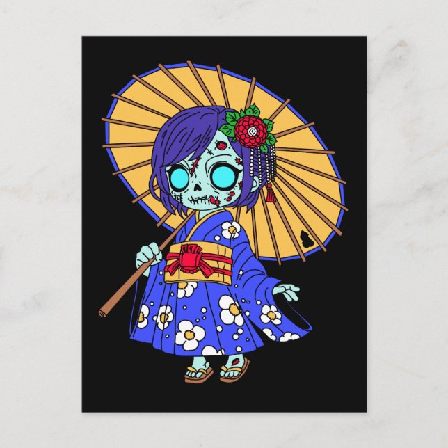 Cartão Postal Zombie japonês giro (Frente)