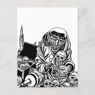 Cartão Postal zombie pirata tesouro monstro arte horrorosa