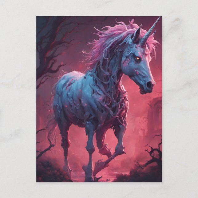 Cartão Postal Zombie Unicorn (Frente)