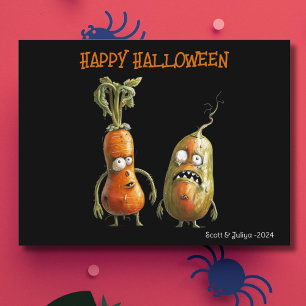 Cartão Postal Zombie Veggie Black Halloween