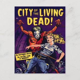 Cartão Postal Zombie - Vintage Horror Comic
