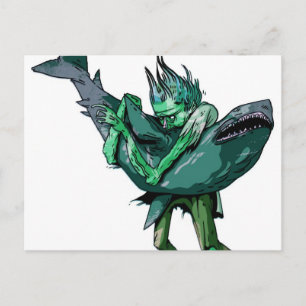 Cartão Postal Zombie vs Shark