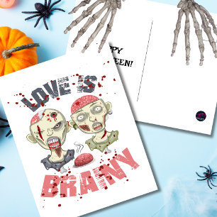 Cartão Postal Zombies Amam a Inteligência – Halloween Divertido