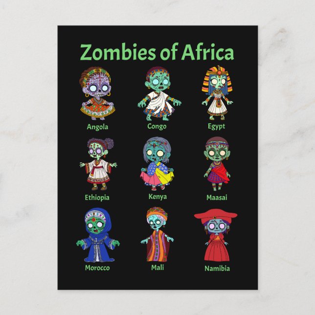 Cartão Postal Zombies da África (Frente)