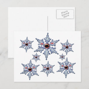 Cartão Postal Zombies de Ataque Divertido Floco de Neve Natal Ha