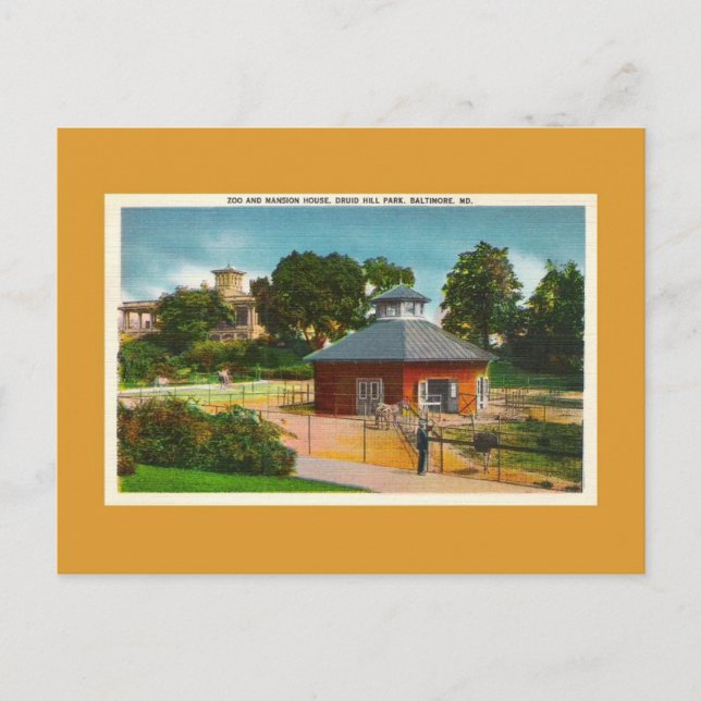 Cartão Postal Zoo, Mansion House, Baltimore Maryland (Frente)