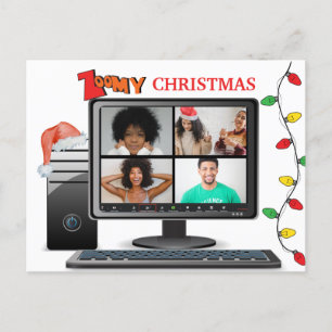 Cartão Postal Zoomy Natal Call Video Satire Conference
