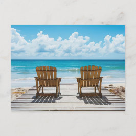 Cartão Postal Zwei Strandstühle mit Blick aufs Meer