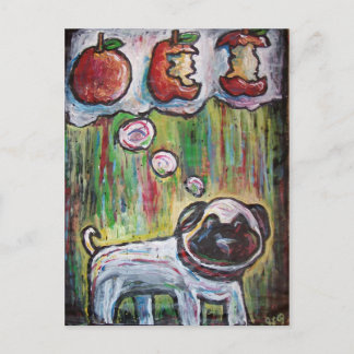 cartão poste de cão de maçã