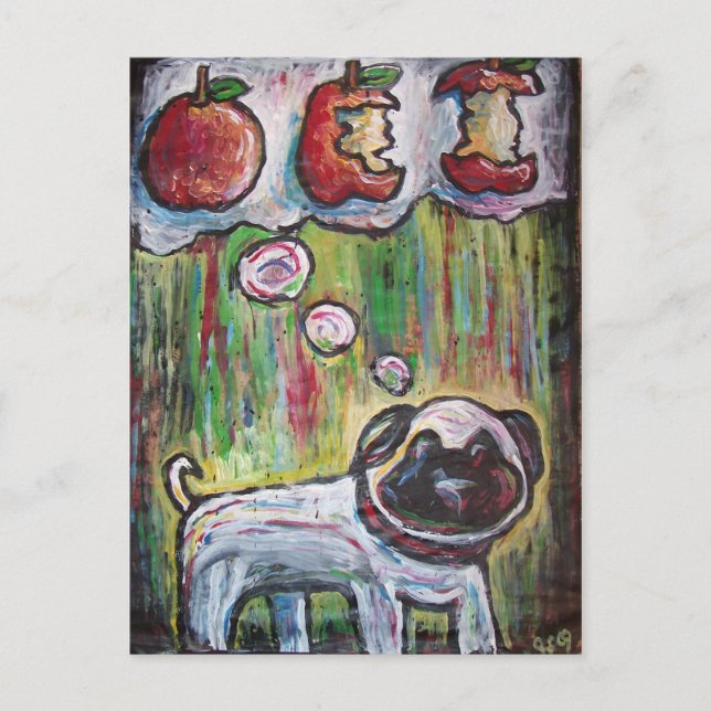 cartão poste de cão de maçã (Frente)