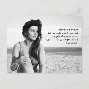 Cartão Poste preto e branco para felicidade