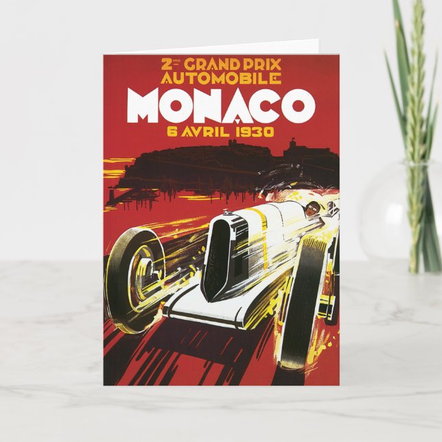 Cartão Poster da competição automóvel do carro de Monaco (Frente)