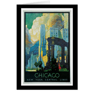 Cartão Poster das viagens vintage de "Chicago"