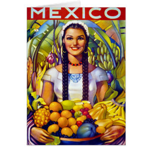 Cartão Poster das viagens vintage de México restaurado
