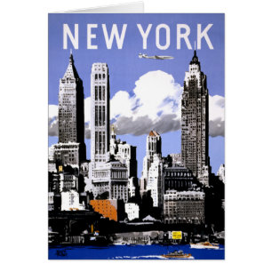 Cartão Poster das viagens vintage de New York restaurado