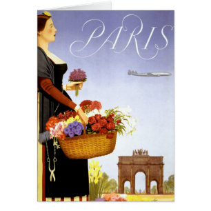Cartão Poster das viagens vintage de Paris restaurado
