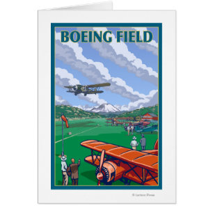 Cartão Poster das viagens vintage do campo de Boeing