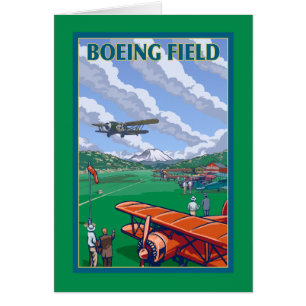 Cartão Poster das viagens vintage do campo de Boeing