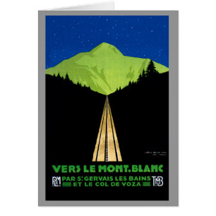 Cartão Poster das viagens vintage dos cumes de Mont Blanc