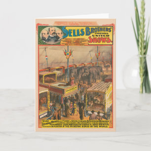 Cartão Poster De Circo De Animais Na Exposição Em Tent