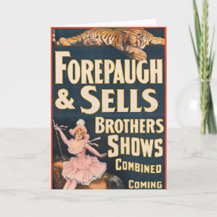 Cartão Poster De Circo De Tigre E Mulher Em Horseback