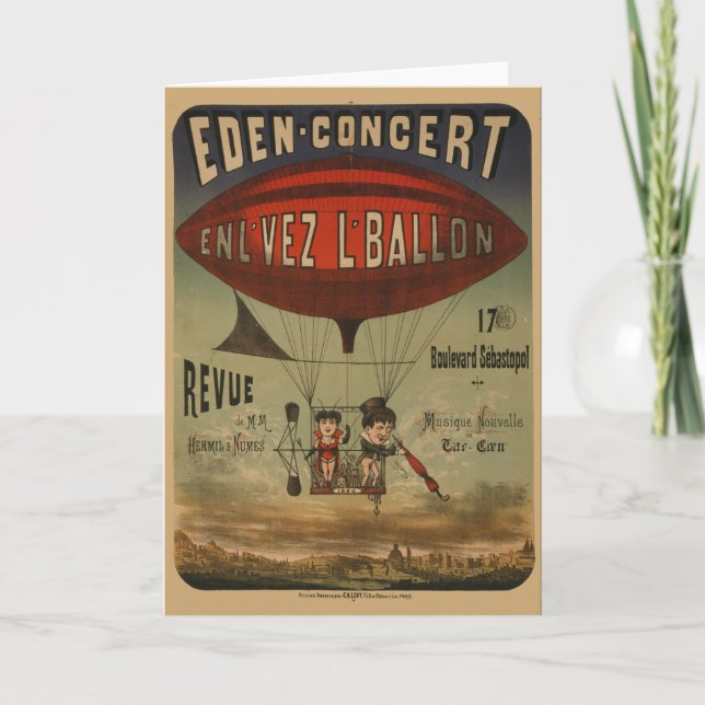 Cartão Poster de Circo Francês De Dois Artistas Em Avião (Frente)