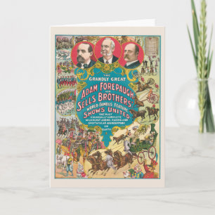 Cartão Poster de Circo Mostrando Muitas Cenas de Circo