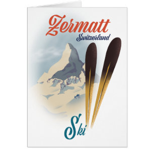 Cartão poster de esqui da Suiça Zermatt