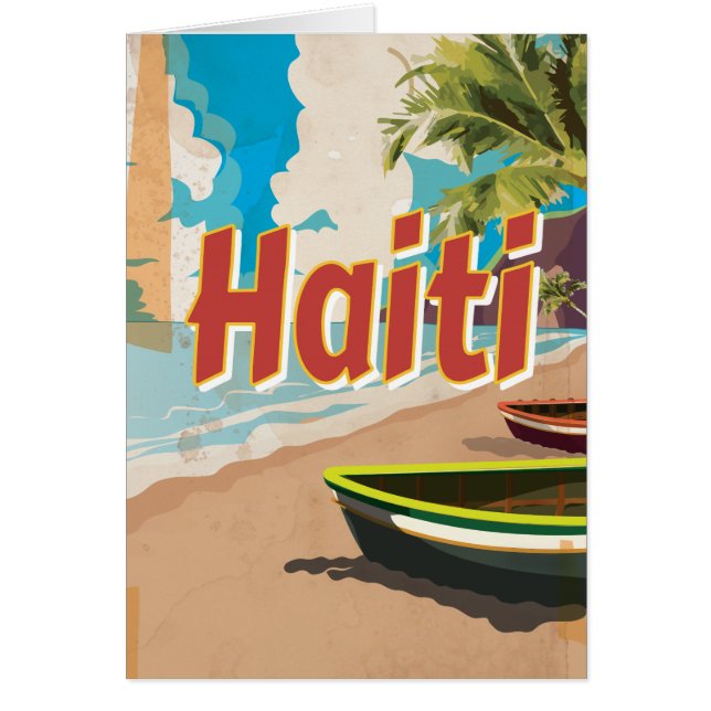 Cartão Poster de férias do Haiti Vintage (Frente)