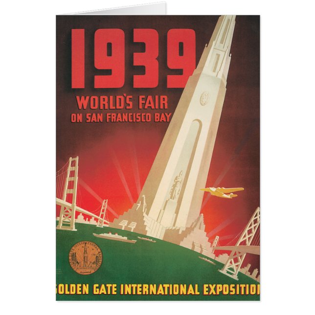 Cartão Poster de viagens 1939 de San Francisco da feira (Frente)
