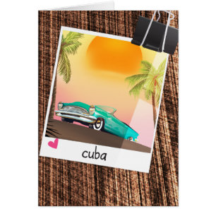 Cartão Poster de viagens de carro vintage cubano.