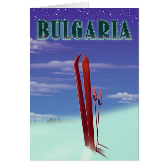 Cartão Poster de viagens de esqui da Bulgária (Frente)