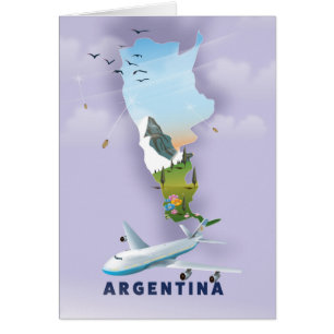 Cartão Poster de viagens de Mapa da Argentina