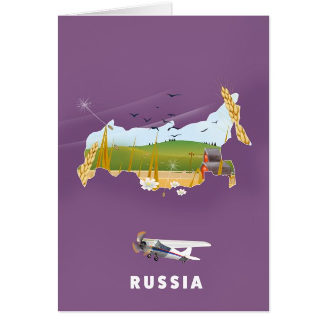 Cartão Poster de viagens de Mapa Russo (Frente)