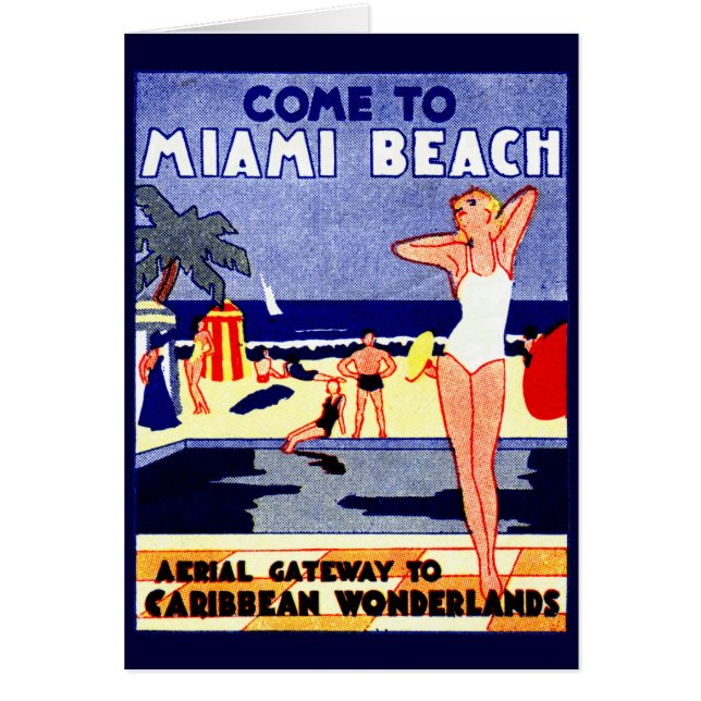 Cartão poster de viagens de Miami Beach de 1925 (Frente)