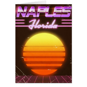 Cartão Poster de viagens de Nápoles na Flórida dos anos 8
