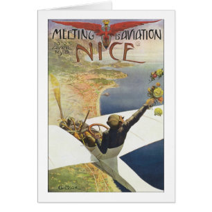 Cartão Poster de viagens de Nice de Aviação de Reunião