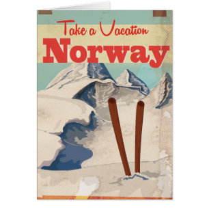 Cartão Poster de viagens de Noruega do vintage