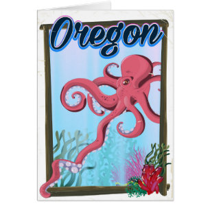 Cartão Poster de viagens de polvo de Oregon.