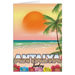 Cartão Poster de viagens de praia de Antalya Turkey
