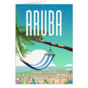 Cartão poster de viagens de praia de Aruba Hammock